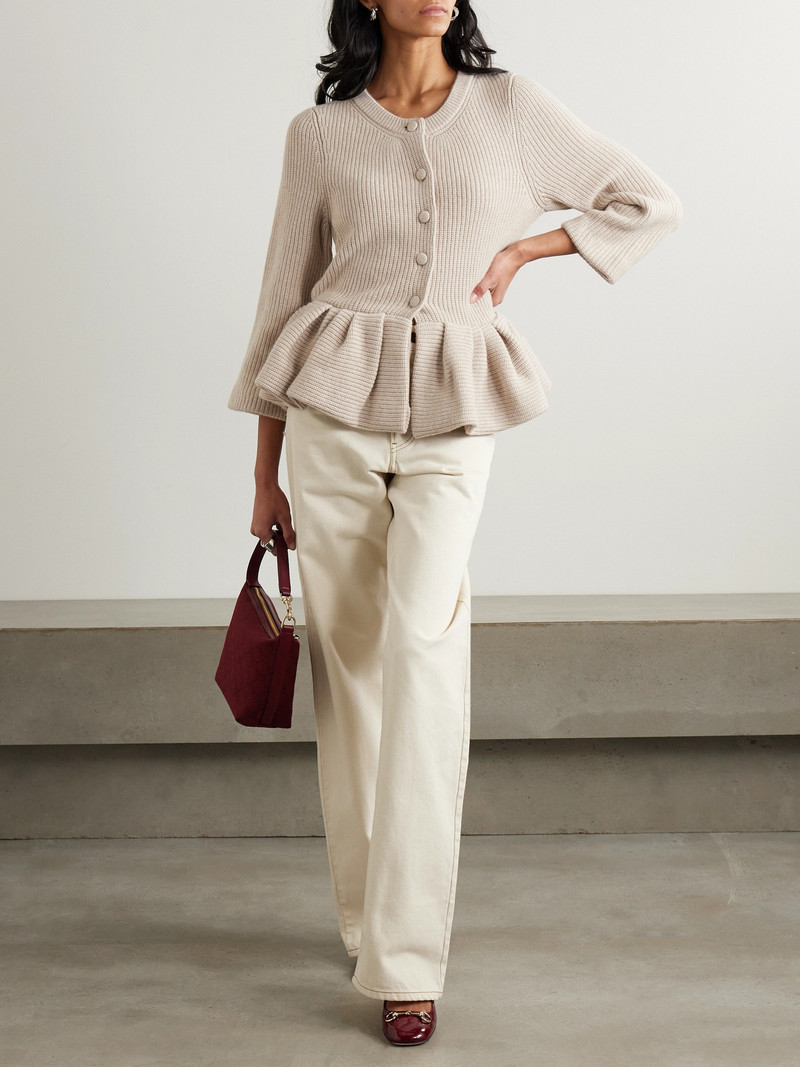 LIBEROWE Ruffled Cashmere Peplum Cardigan outlook
