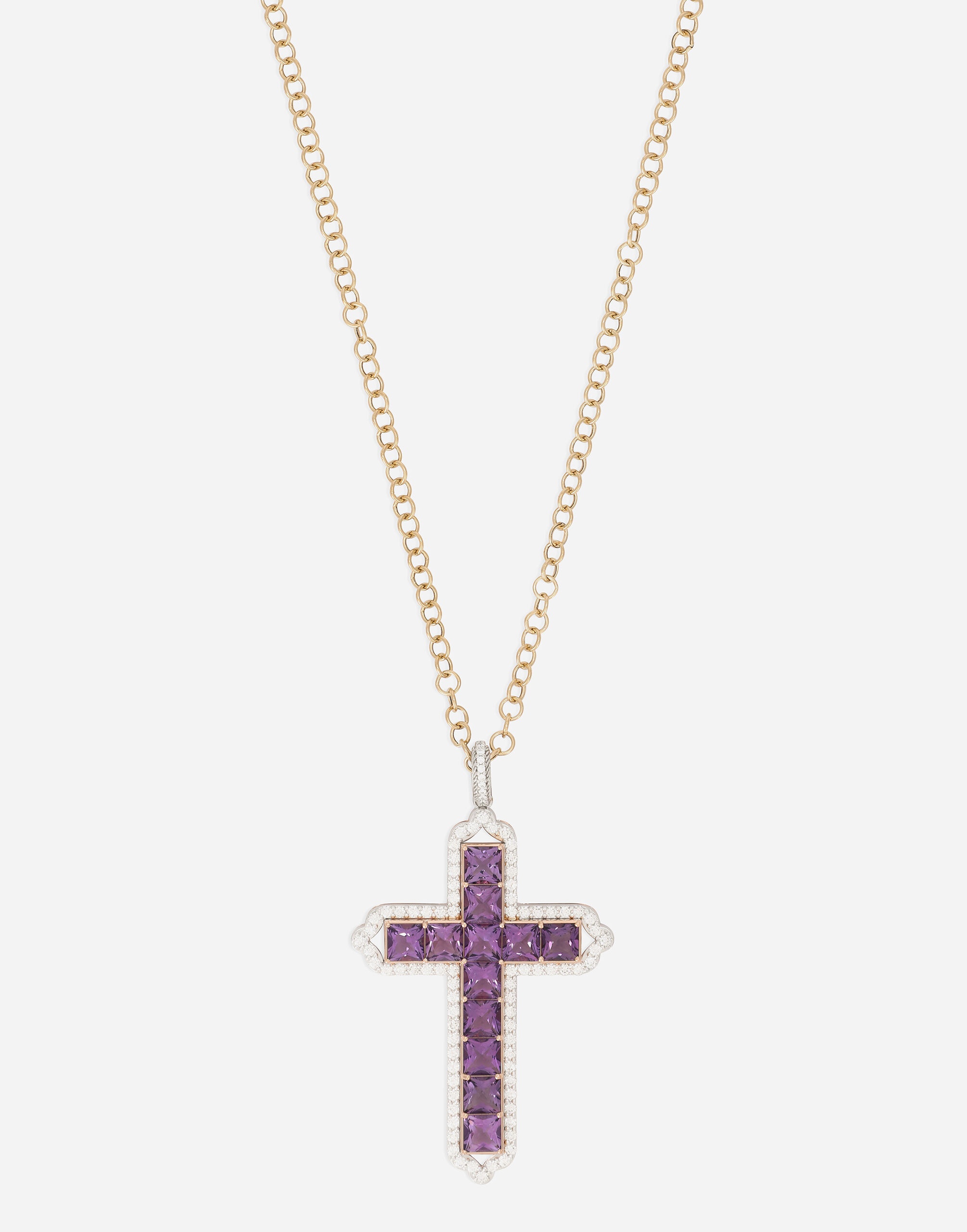 Tradition pendant in rose and white gold 18kt with amethystes and diamonds - 2