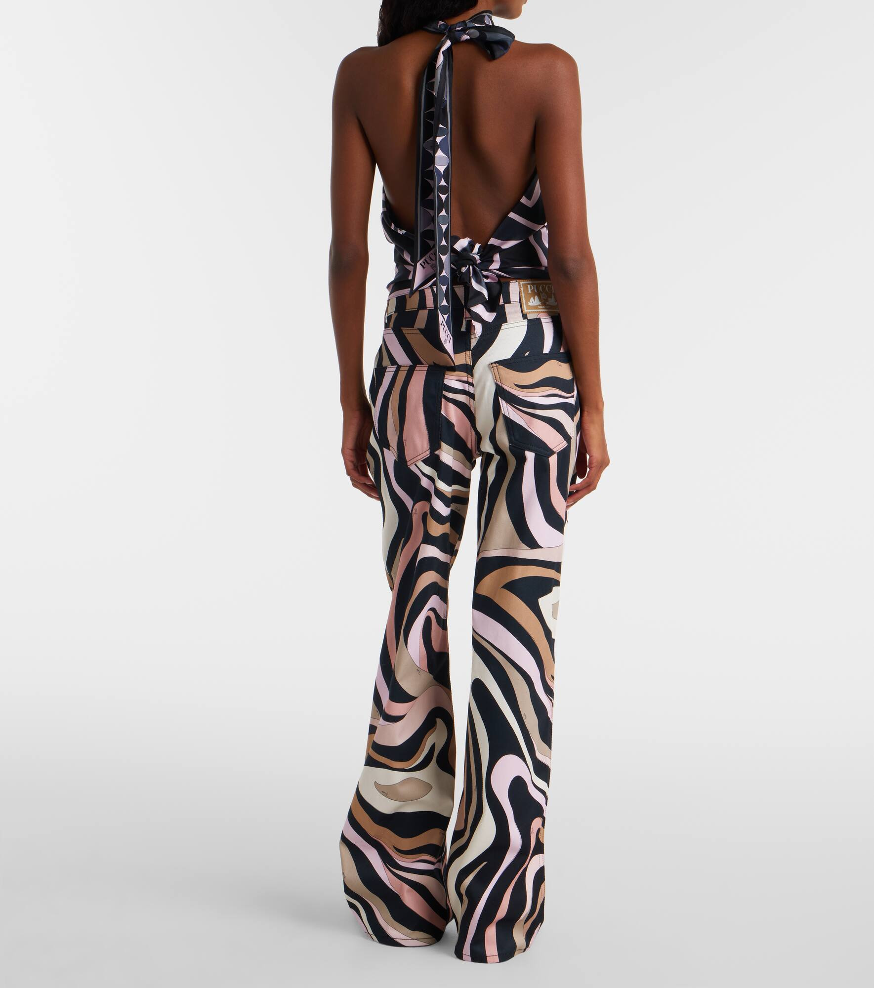 Iride halterneck silk twill top - 3