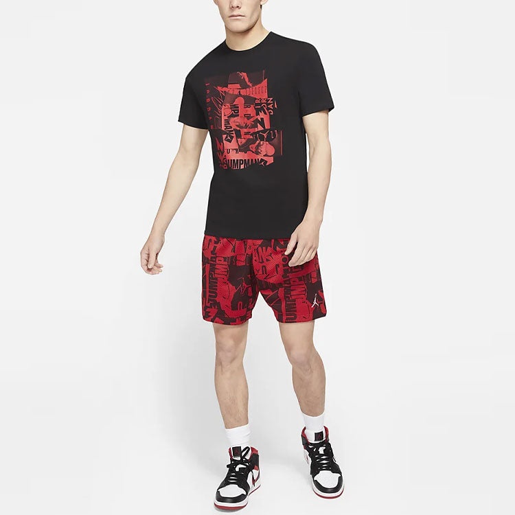 Air Jordan Jumpman Flight Basketball Sports Printing Round Neck Short Sleeve Black DA9880-010 - 3