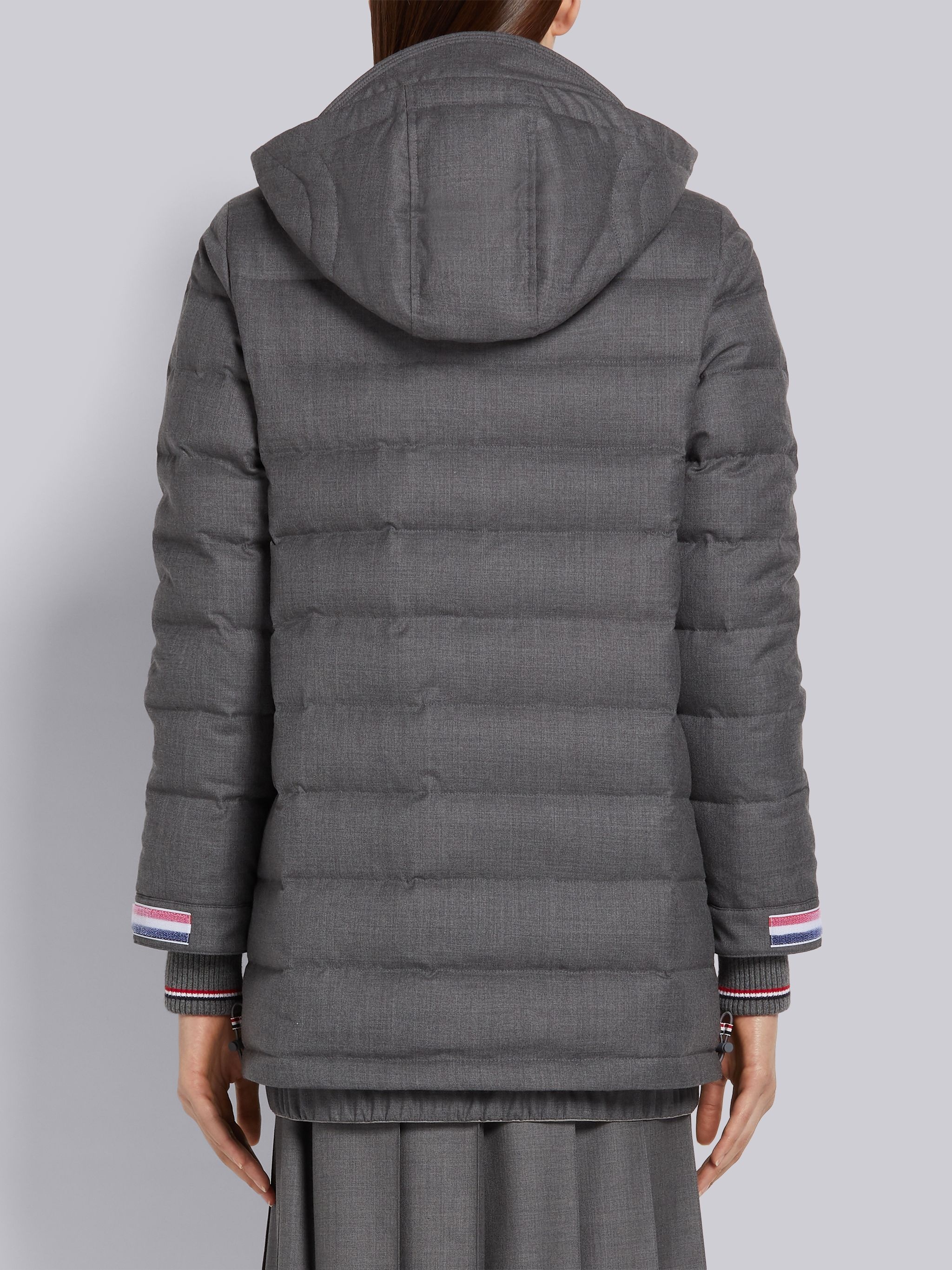 Medium Grey Down Filled Super 120s Twill Funnel Neck Coat - 2