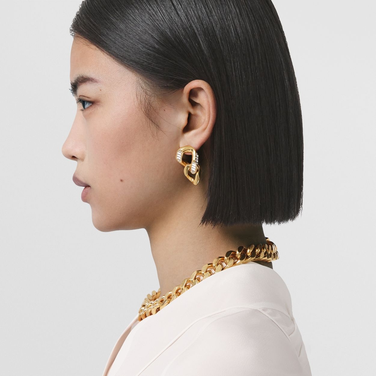 Crystal Detail Gold-plated Chain-link Earrings - 3
