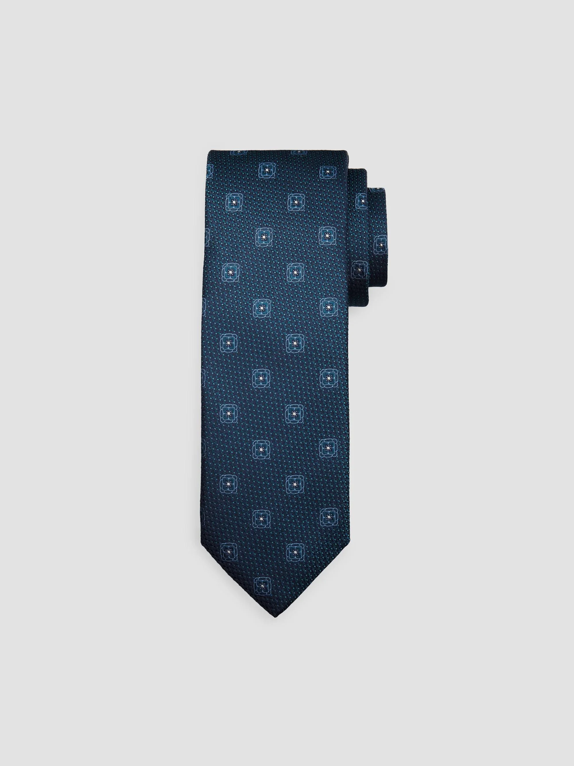 Men's Spaced Medallion Silk Tie - Teal - 1