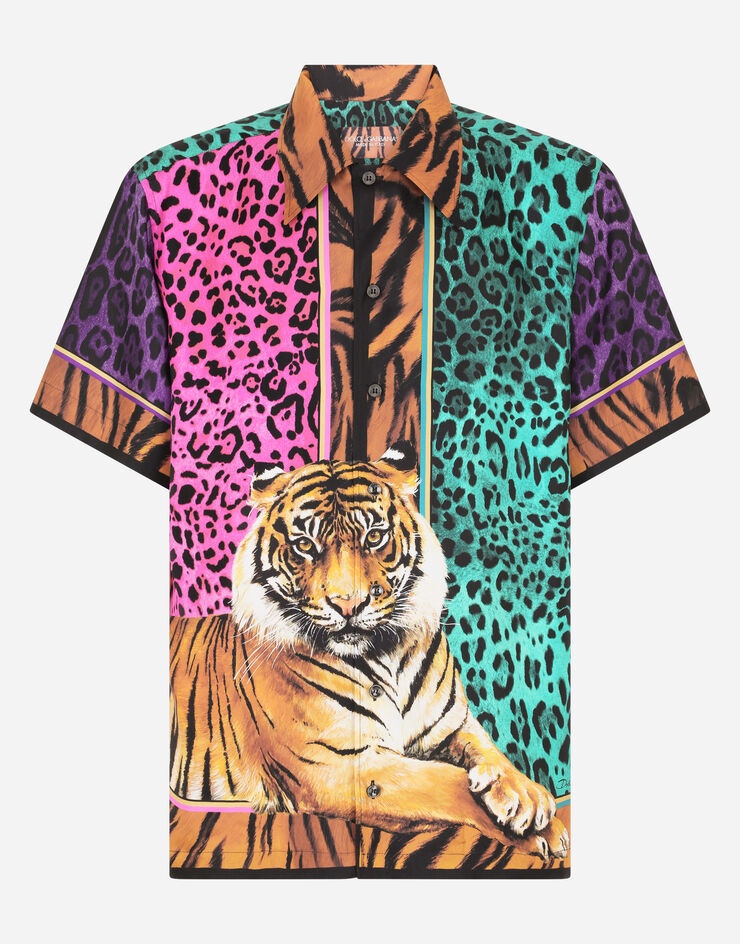 Tiger-print silk Hawaiian shirt - 3