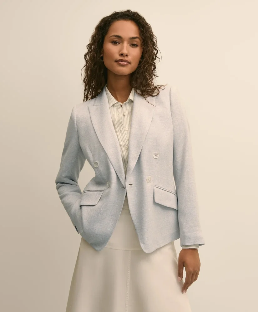 Viscose Melange Tweed Double-Breasted Jacket - 1