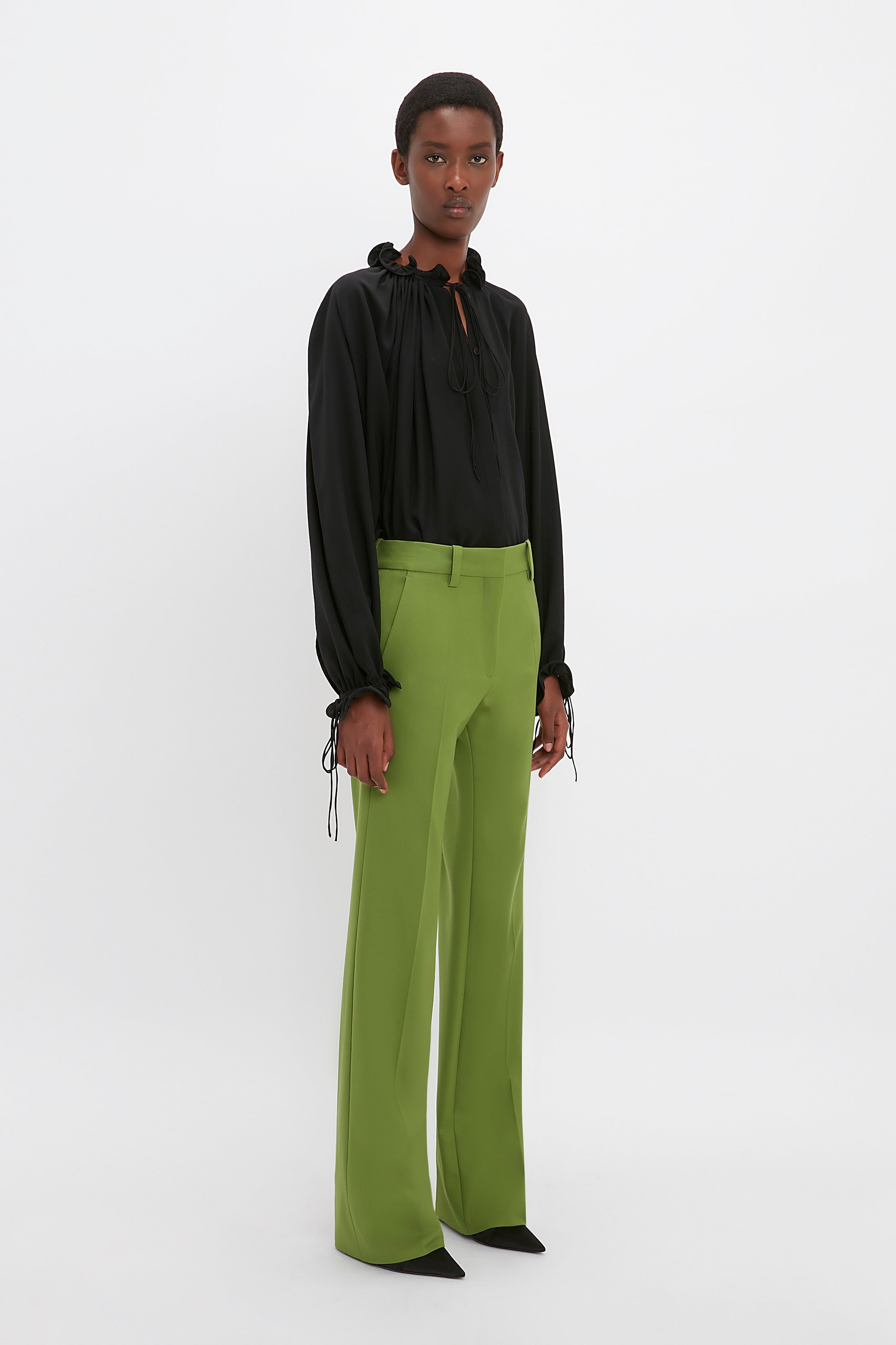 Tailored Straight Leg Trouser In Serpent Green - 3