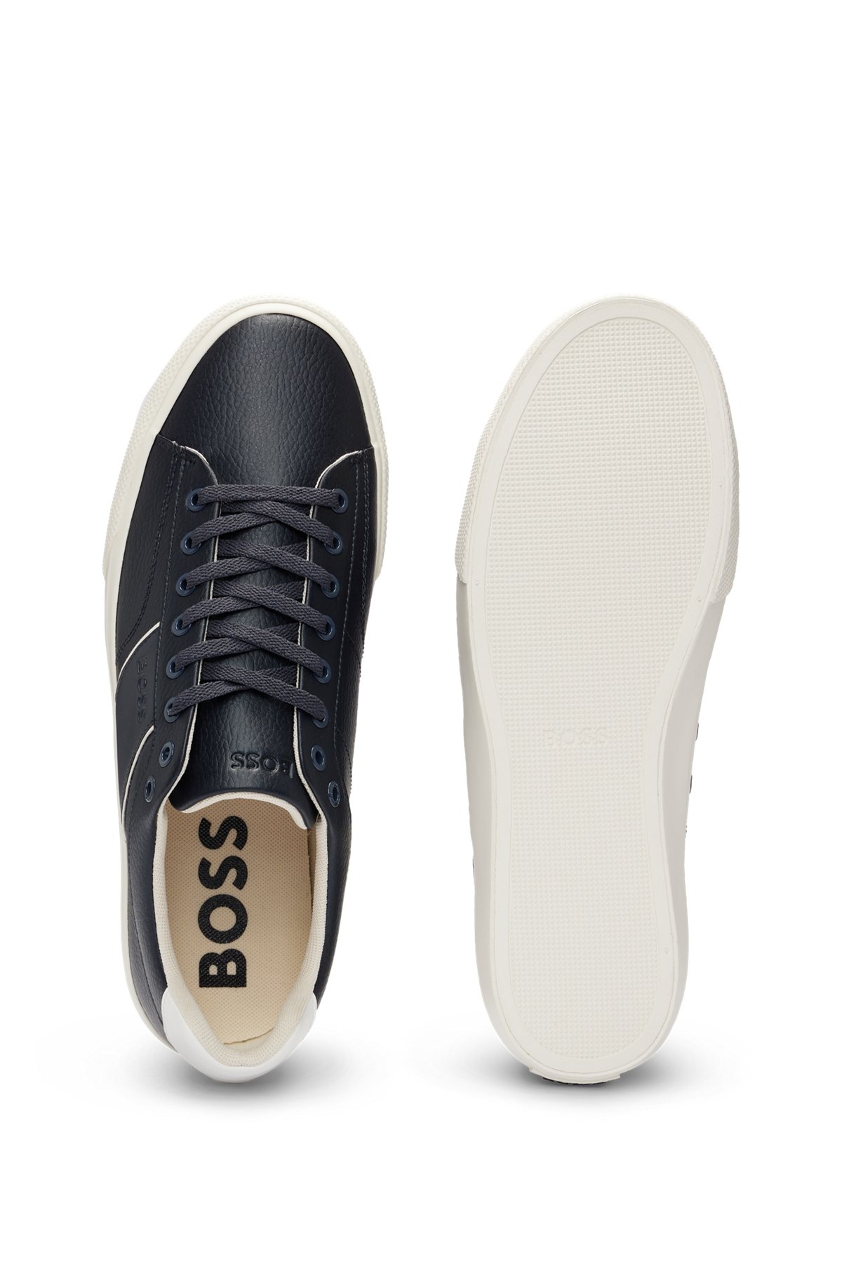 FAUX-LEATHER TRAINERS WITH PLAIN AND GRAINED TEXTURES - 4