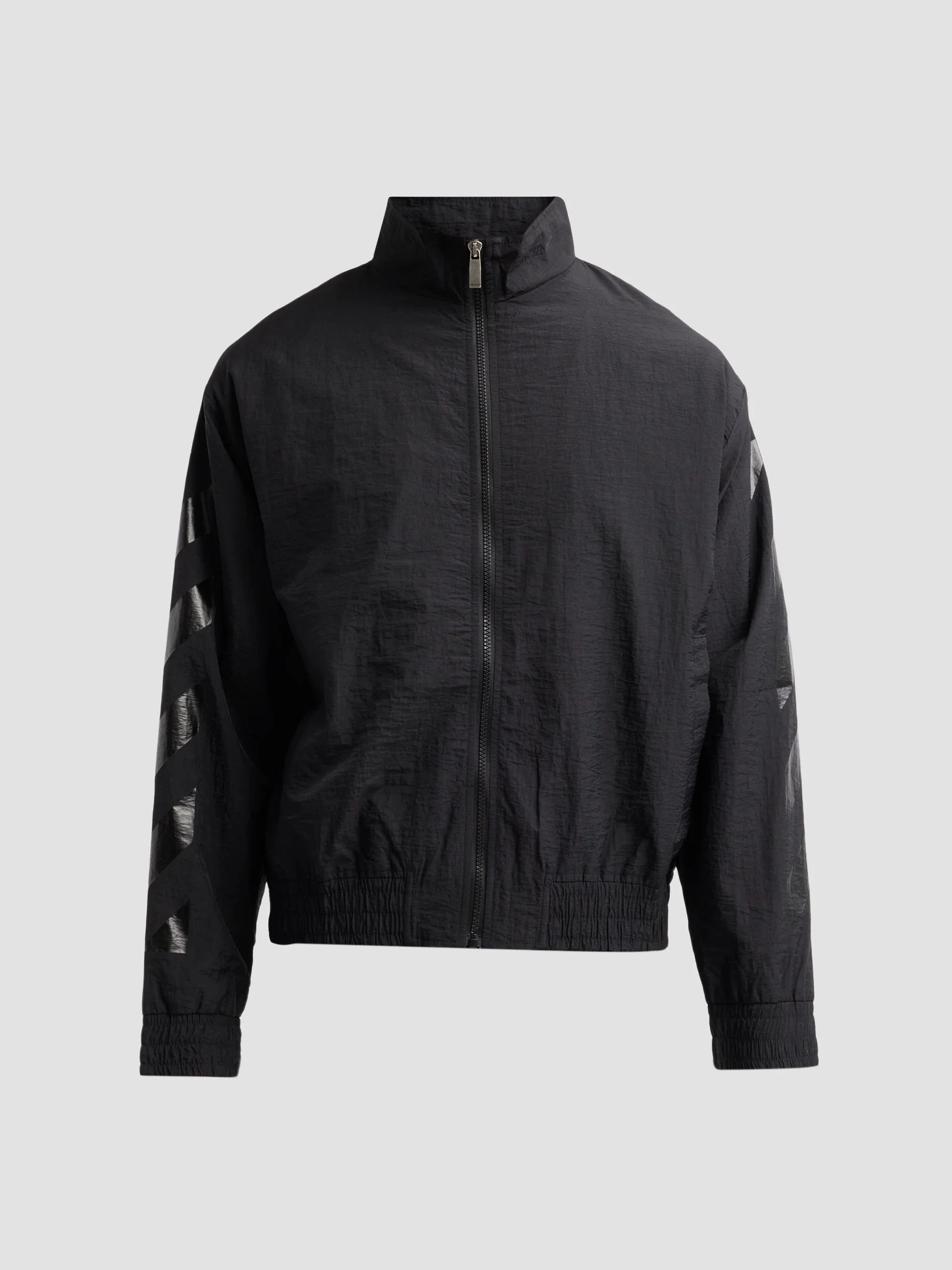 Men's Glossy Arrow Nylon Track Jacket - Black - 1