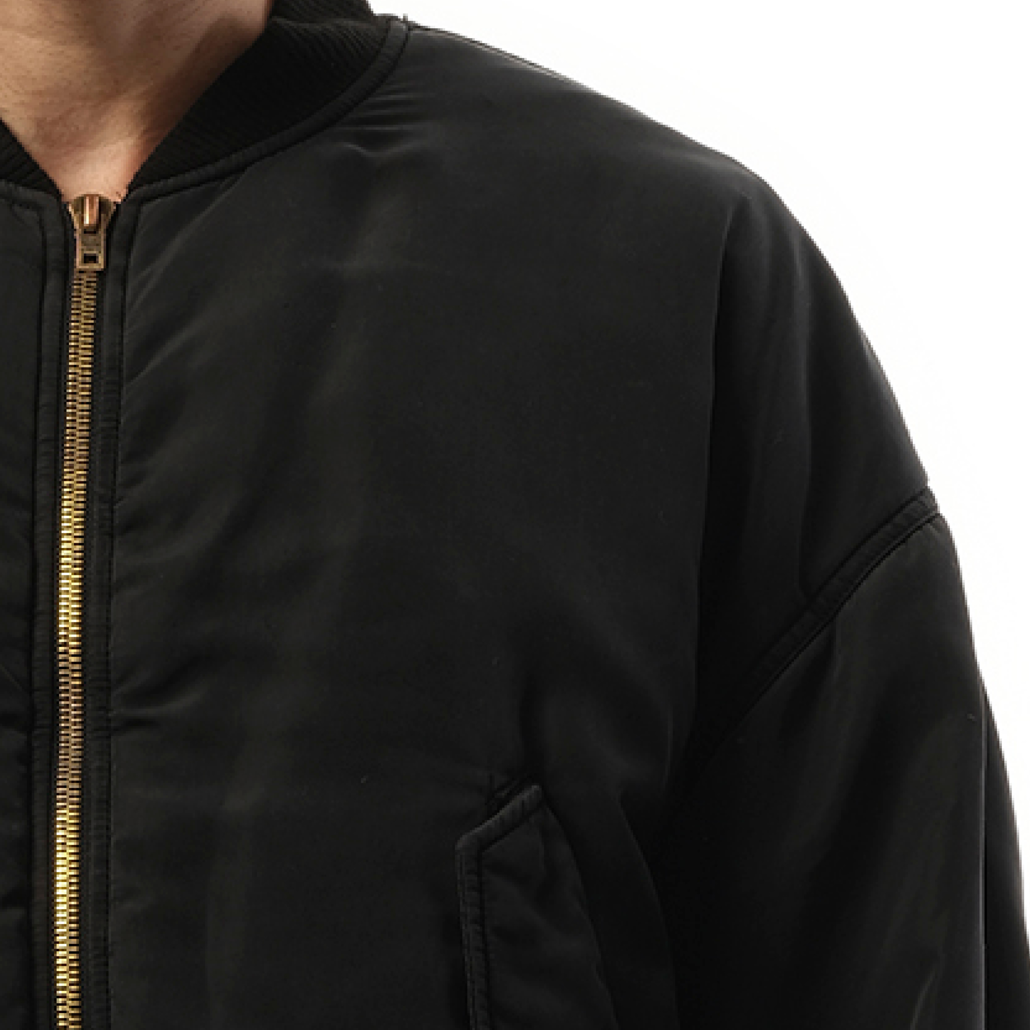 Curved Bomber Jacket in Black - 3