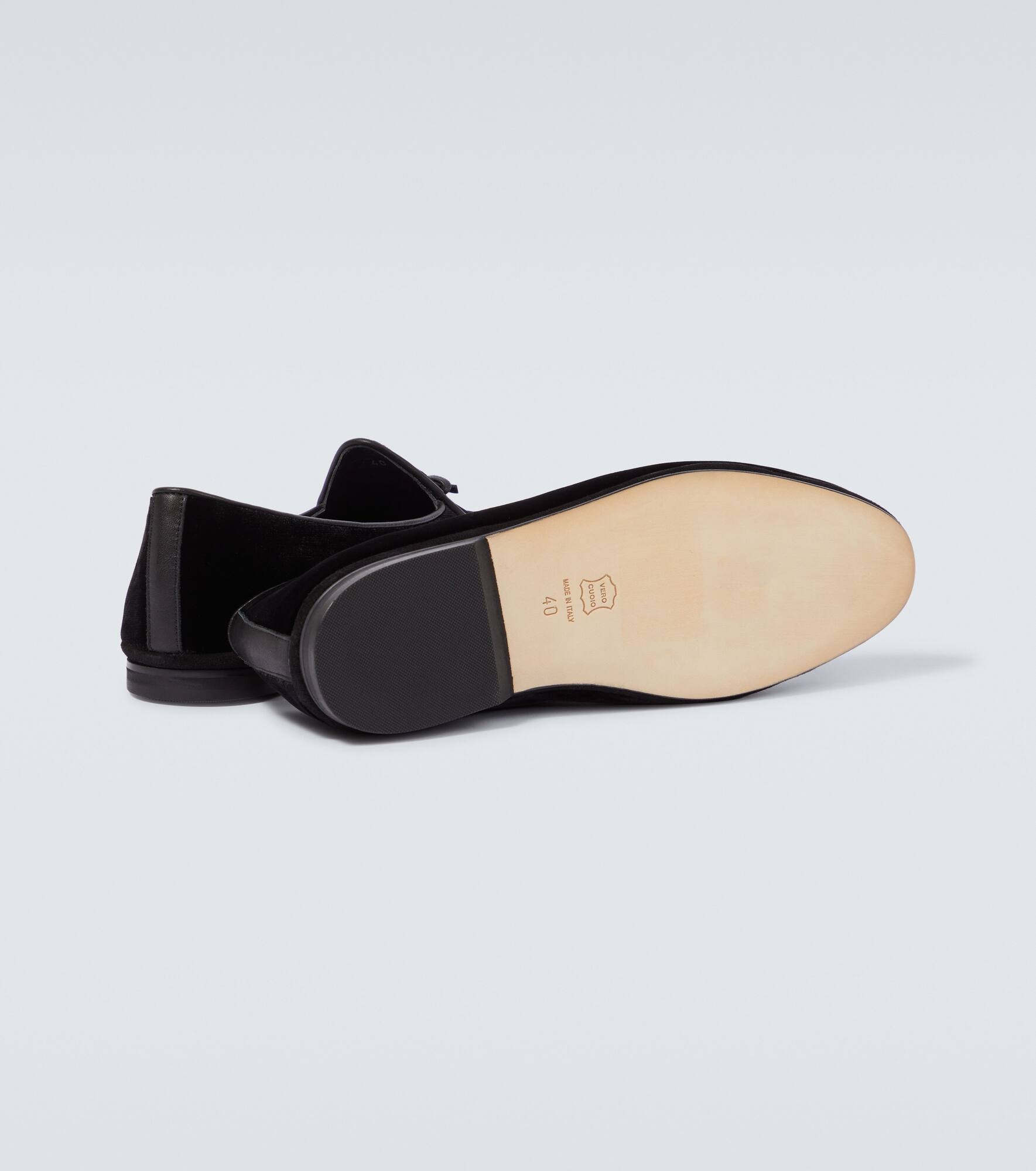 Marphy leather-trimmed velvet loafers - 7
