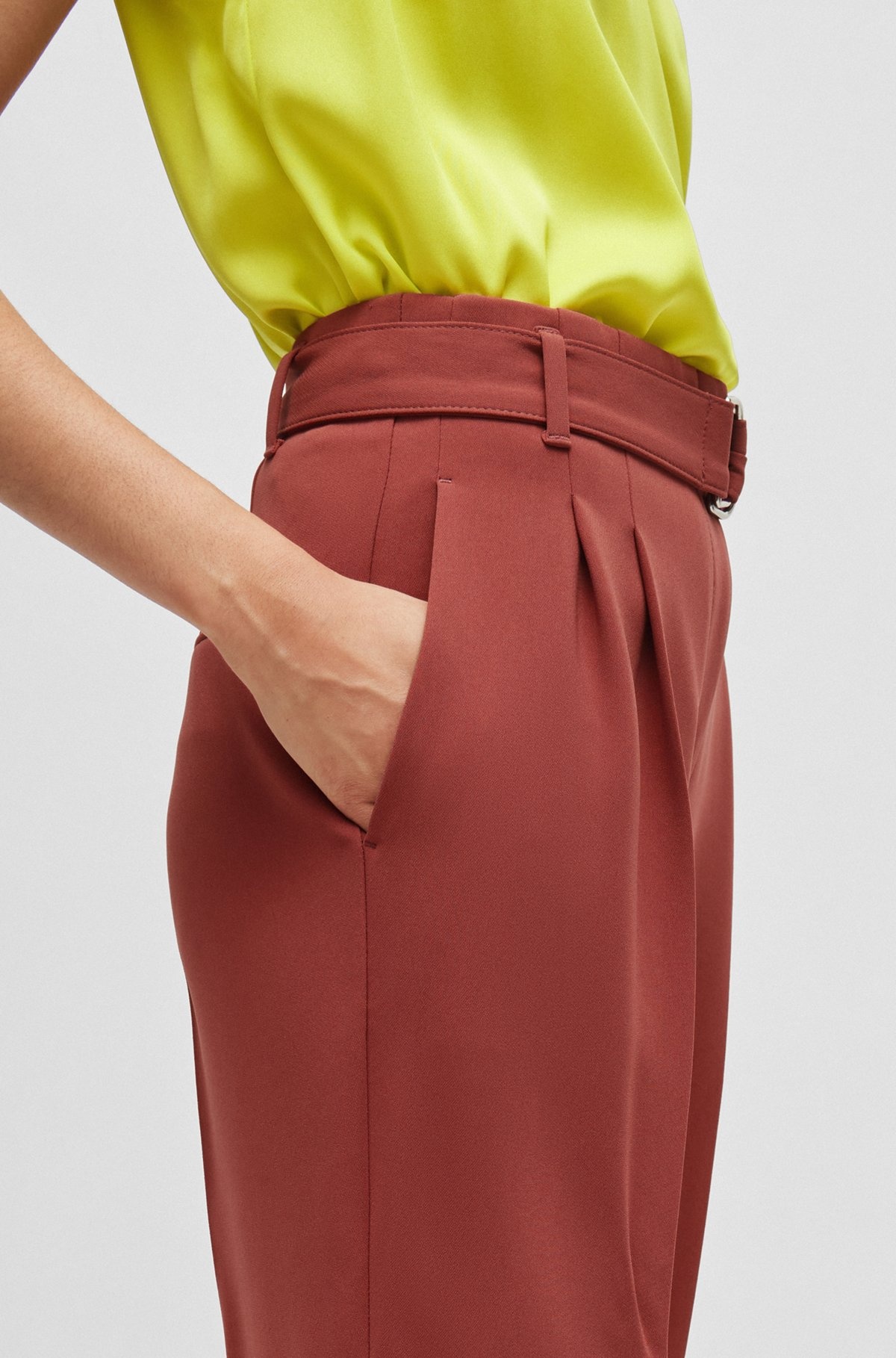 REGULAR-FIT CROPPED TROUSERS IN CREASE-RESISTANT CREPE - 5
