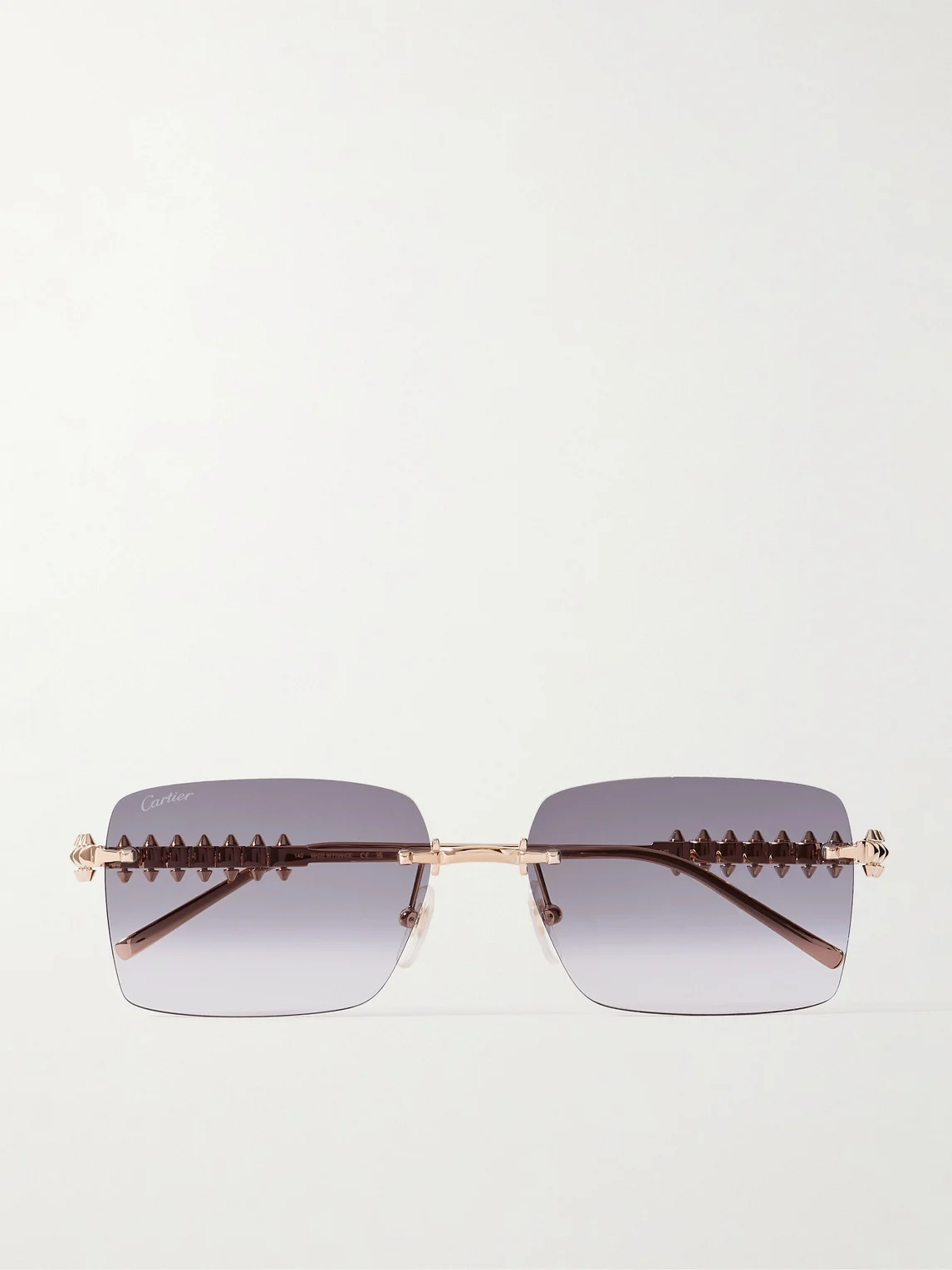 Clash de Cartier Rimless Rectangular-Frame Gold-Tone Sunglasses - 1