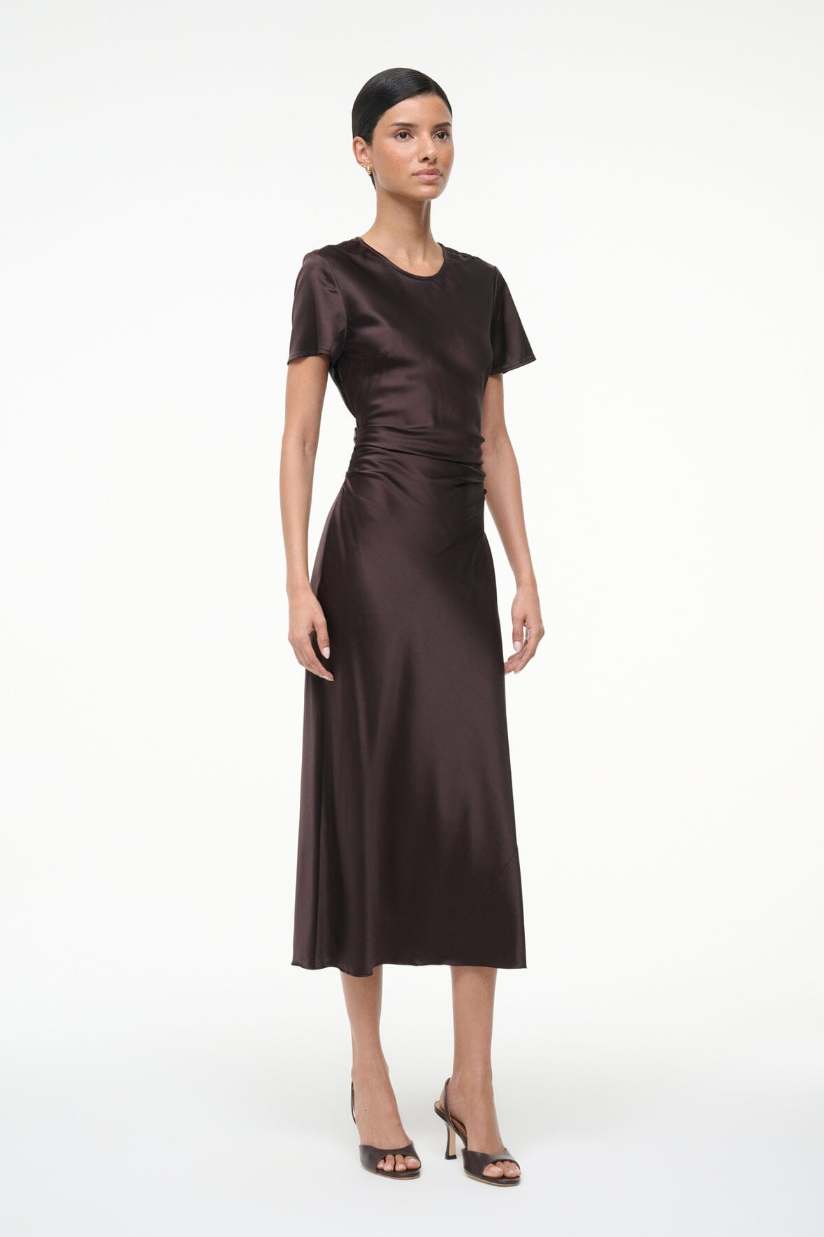 STAUD MARCEL SILK DRESS EARTH - 5