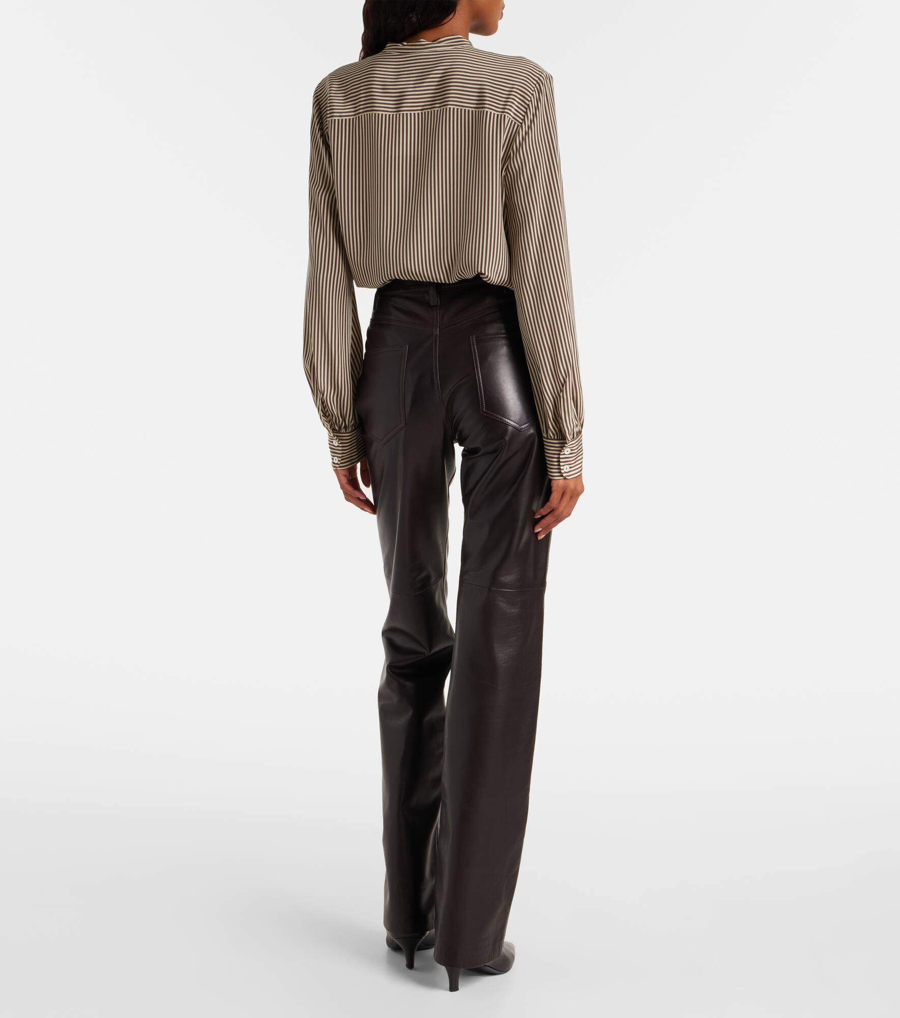 Leather bootcut pants - 3