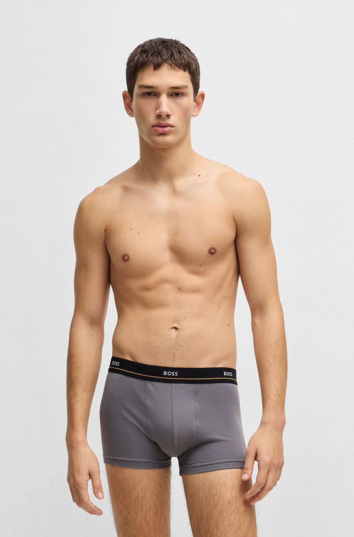 THREE-PACK OF STRETCH-COTTON TRUNKS WITH LOGO WAISTBANDS - 6