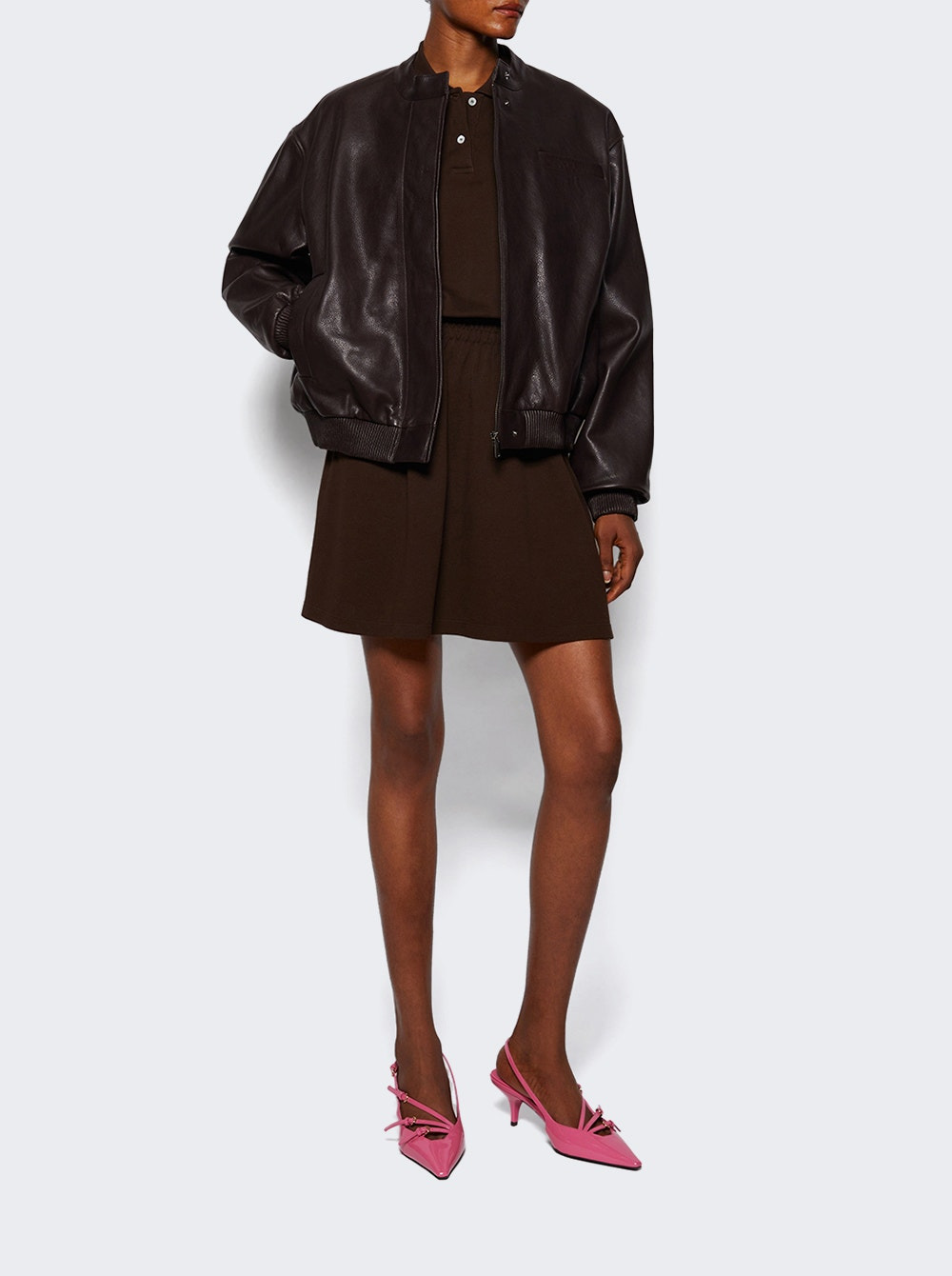 Marlow Leather Bomber Jacket Coffee - 5