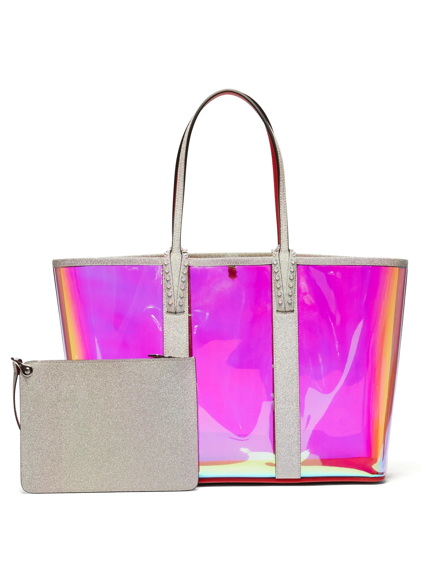 Cabata spike-embellished iridescent-PVC tote - 5