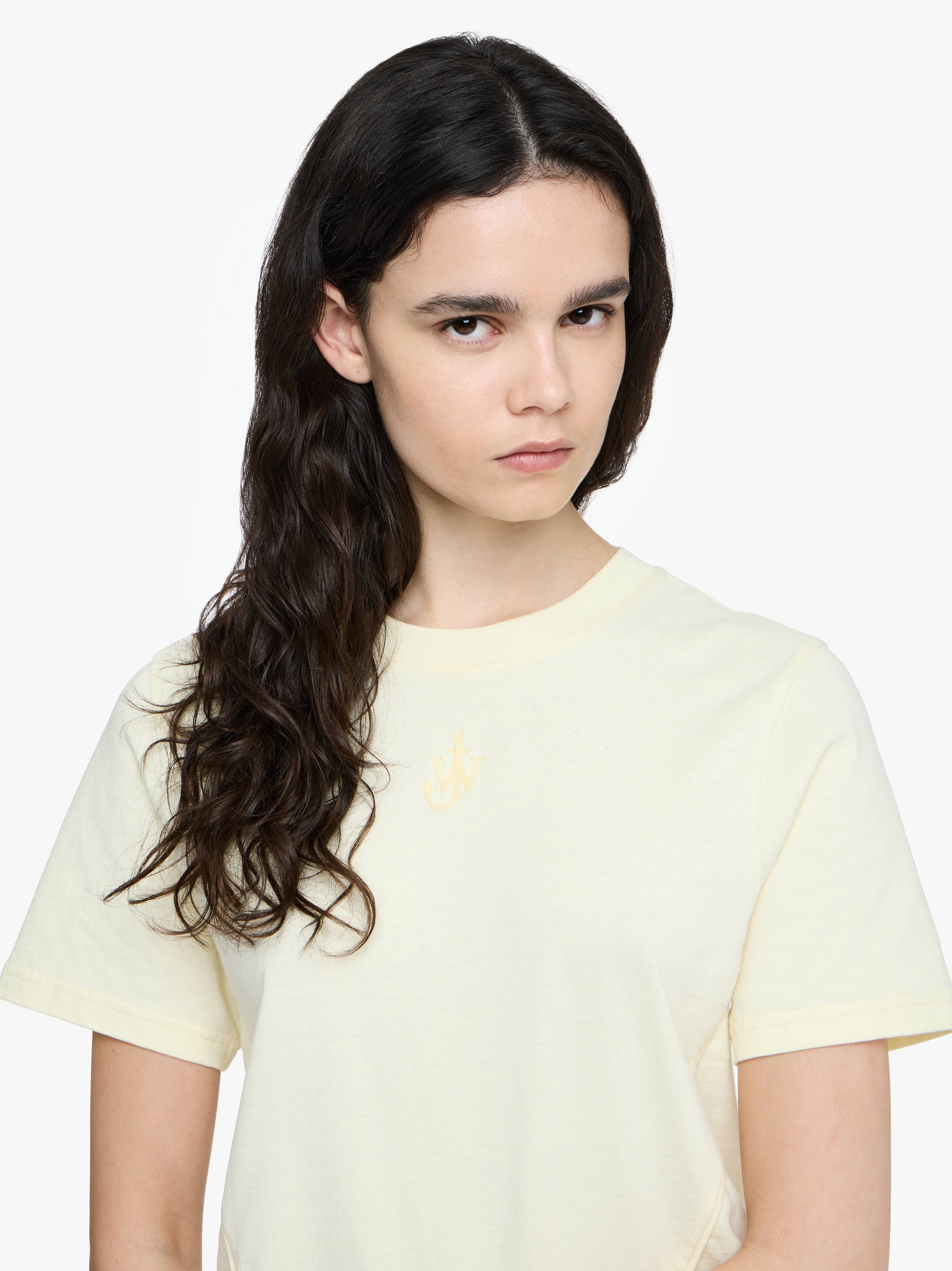 PANELLED CROPPED T-SHIRT WITH ANCHOR EMBROIDERY - 4