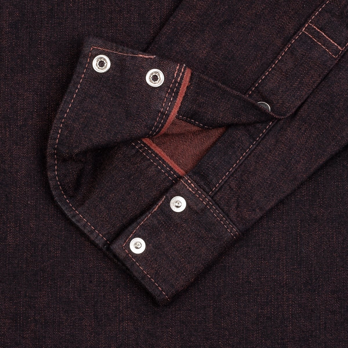 IHSH-352-RED 10oz Selvedge Denim Western Shirt - Indigo Overdyed Red - 13