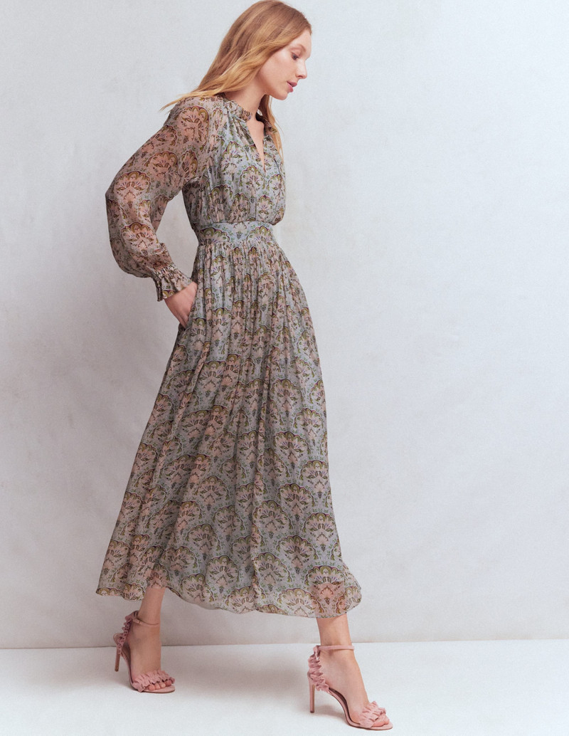 Romantic Ruffle Neck Dress-Multi Paradise Gardens 4