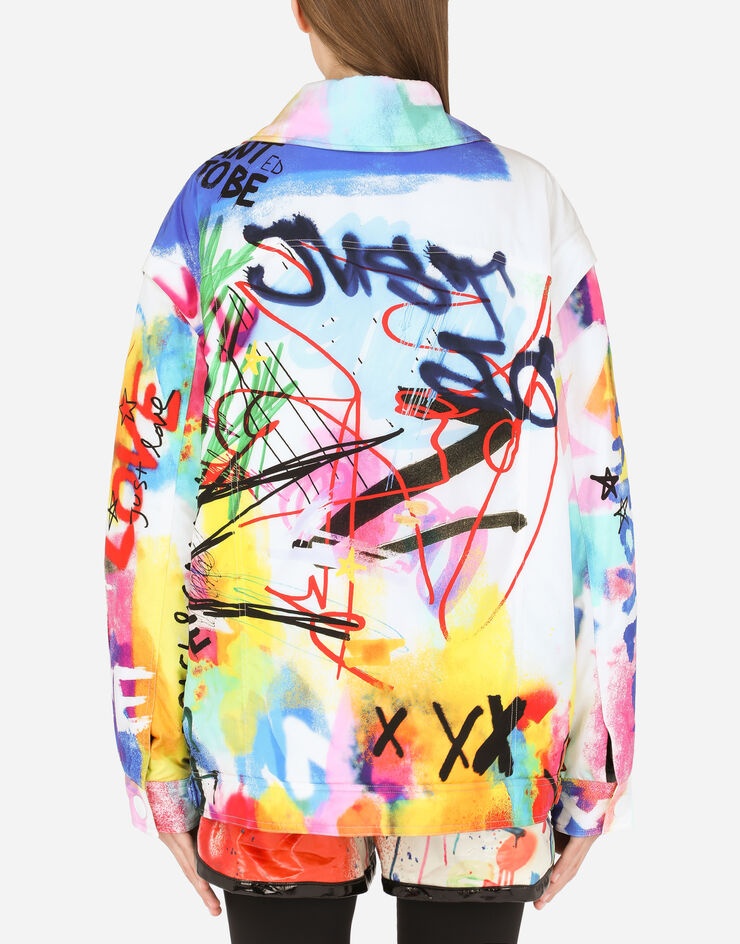 Nylon jacket with multi-colored graffiti print - 2