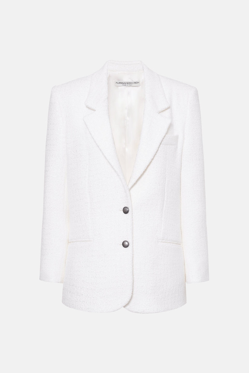 CHECKED TWEED BOUCLE TAILORED JACKET - 1