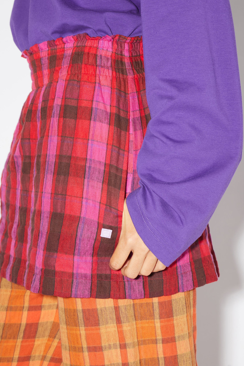 Flannel skirt - Fuchsia pink/wine red 5