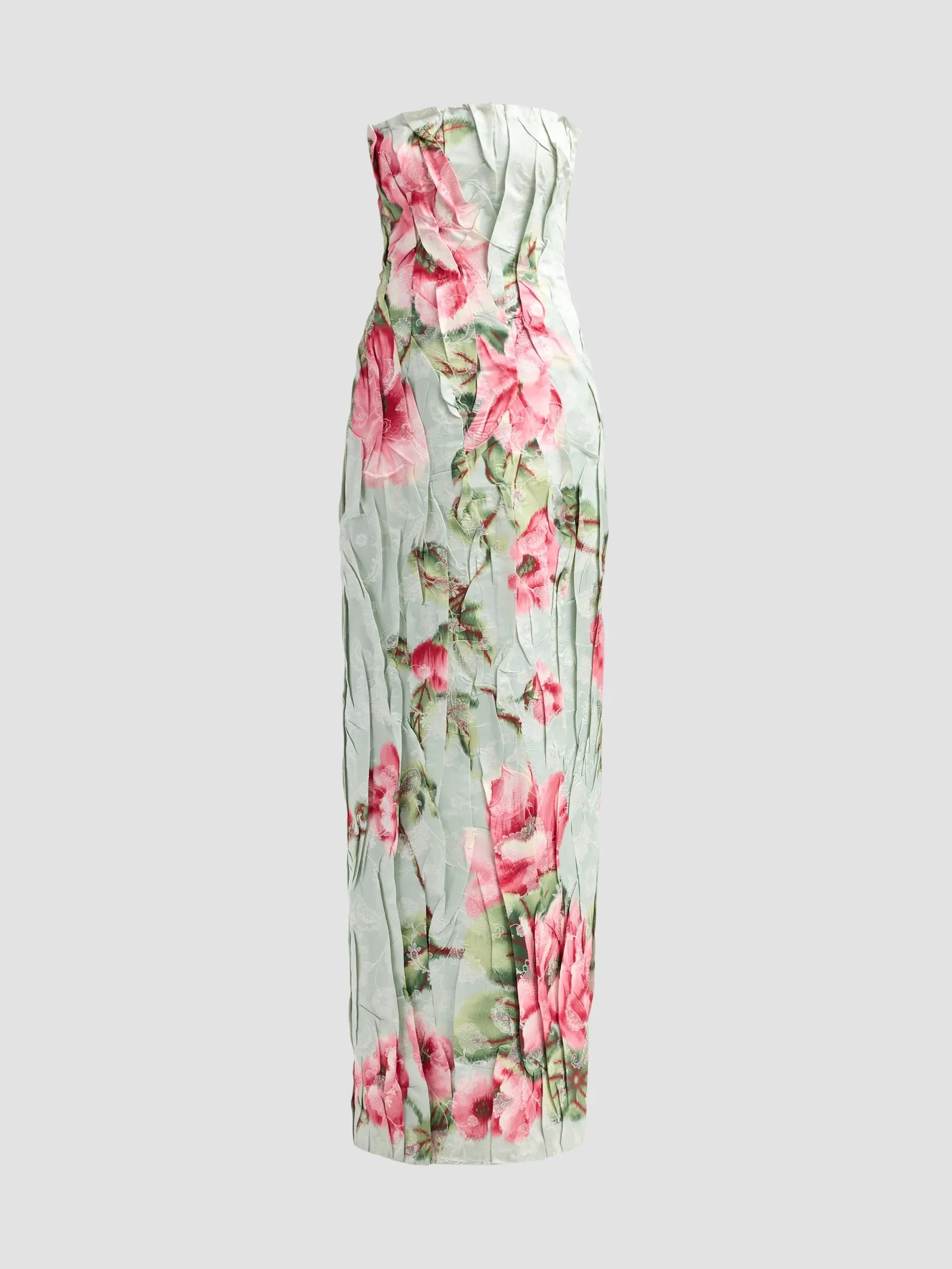 Women's Floral Chine Fil Coupe Jacquard Strapless Gown - Sage - 1