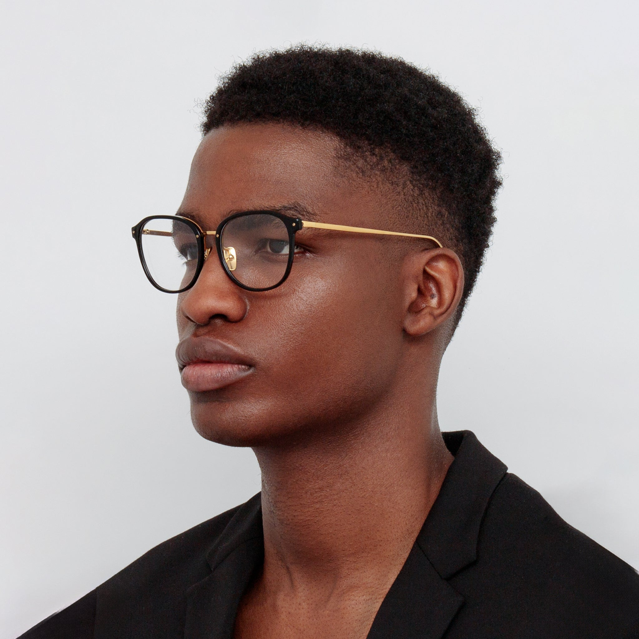 MEN'S PARK OPTICAL D-FRAME IN BLACK AND YELLOW GOLD - 4
