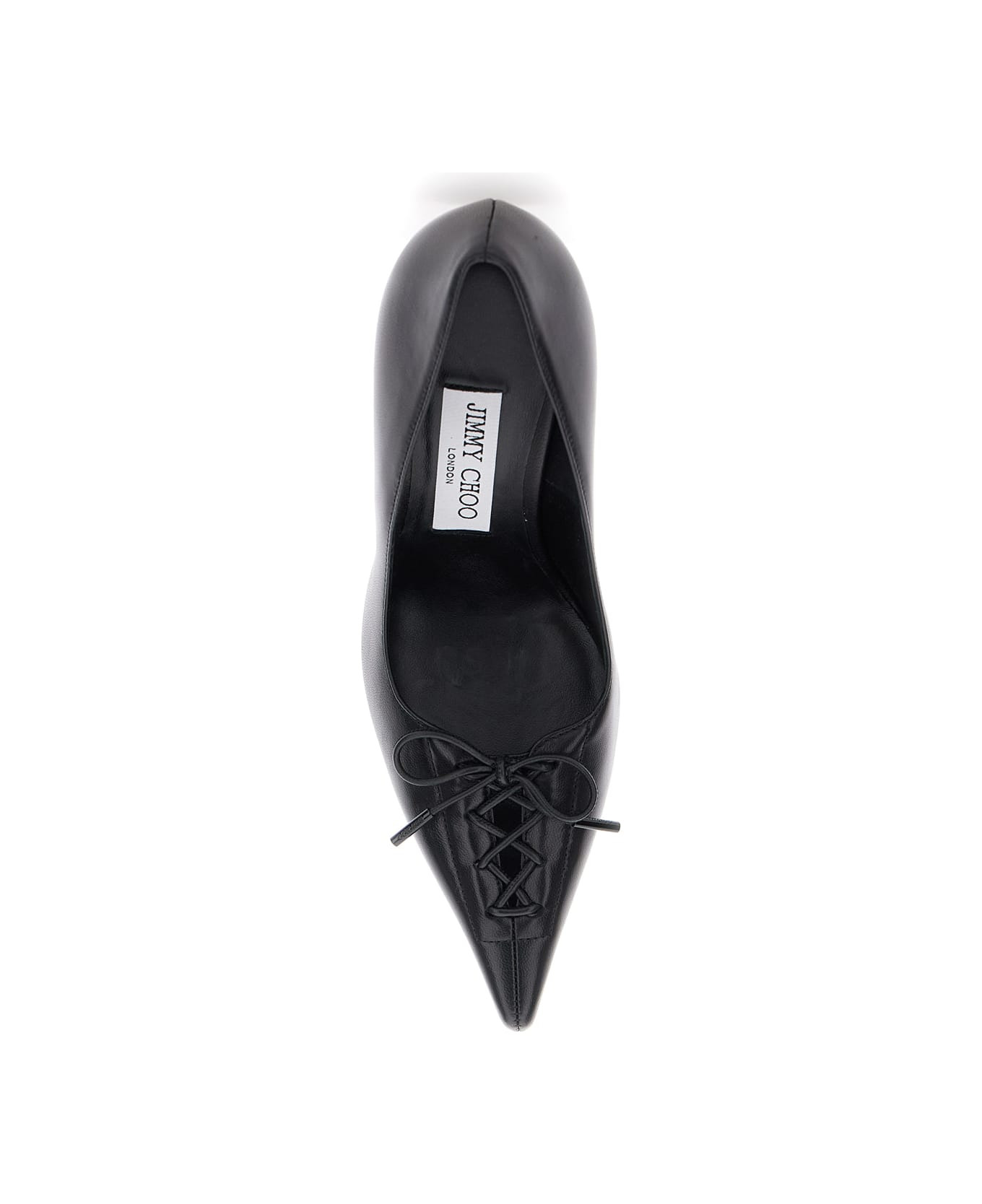 'scarlett' Black Pumps With High Stiletto Heel And Front Laces In Leather Woman - 4