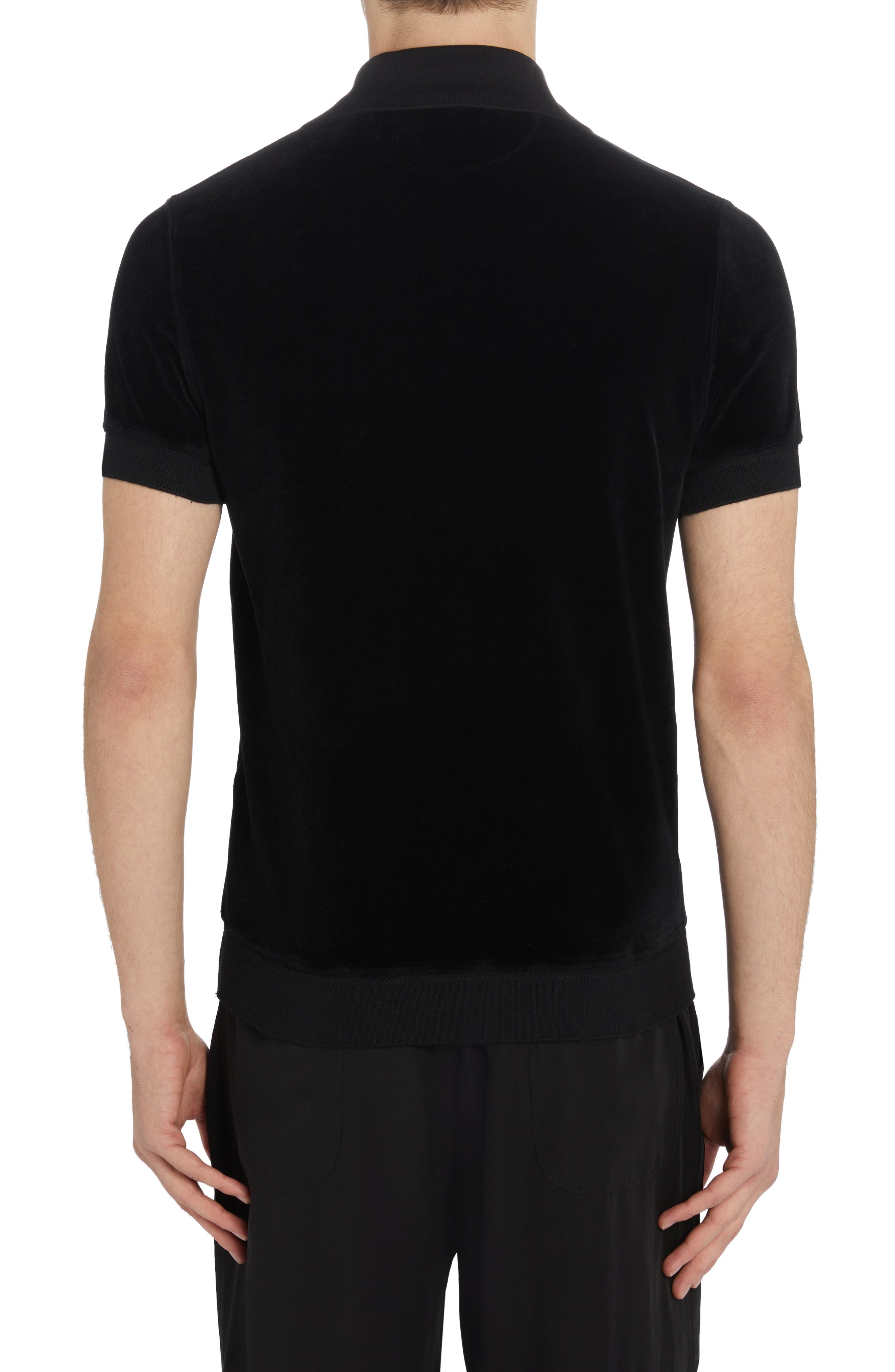 Short Sleeve Cotton & Modal Blend Velour Polo - 2