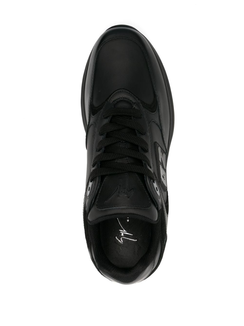 logo-patch panelled leather sneakers - 4