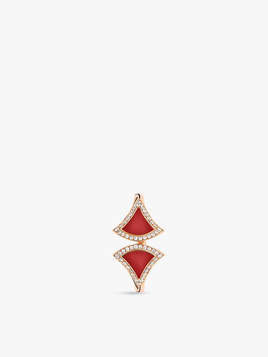 Divas' Dream 18ct rose-gold, carnelian and 0.17ct round brilliant-cut diamond ring - 2