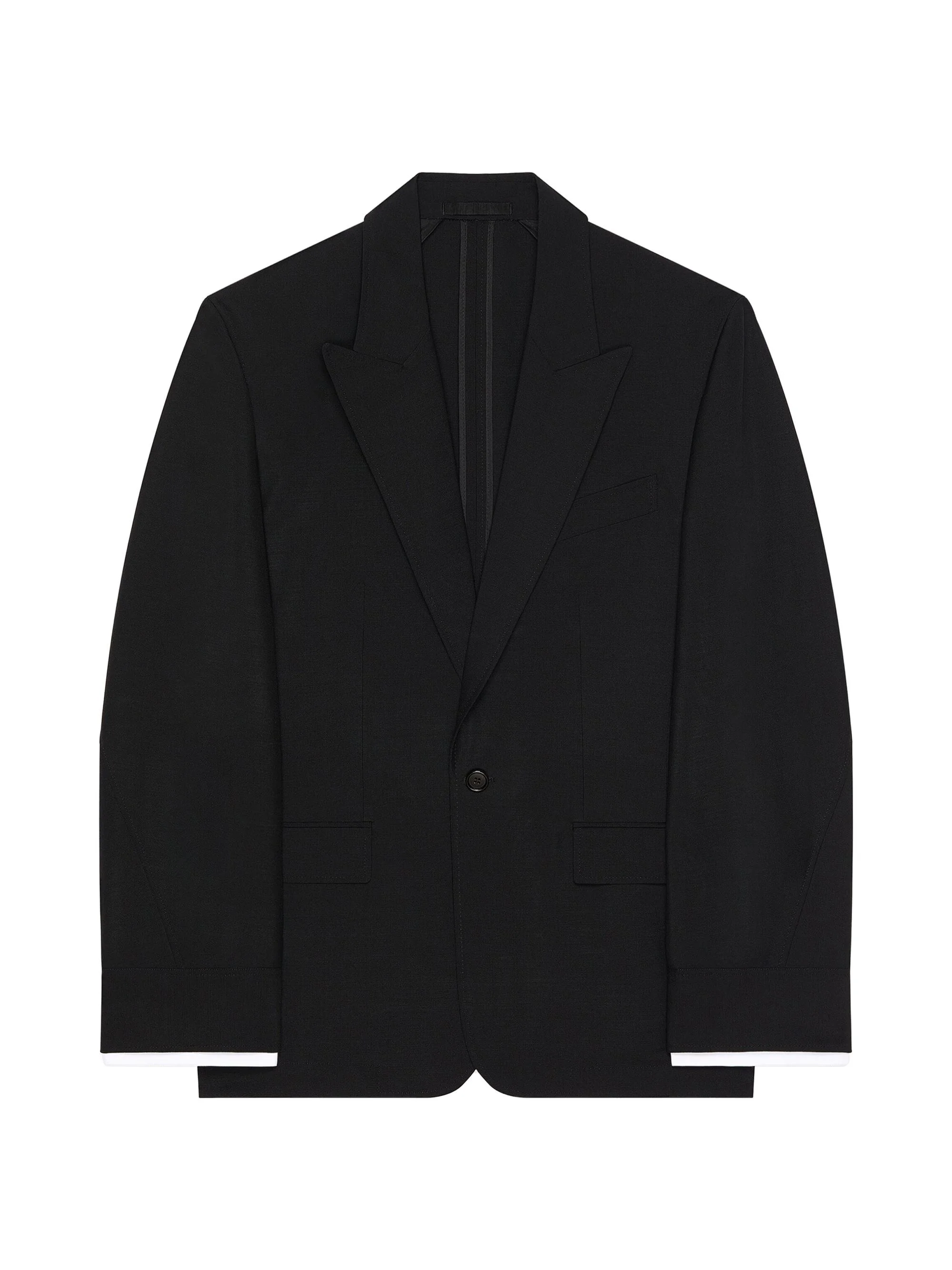 Men's Couture Seam Single-Breasted Jacket in Wool and Mohair - Black - 1