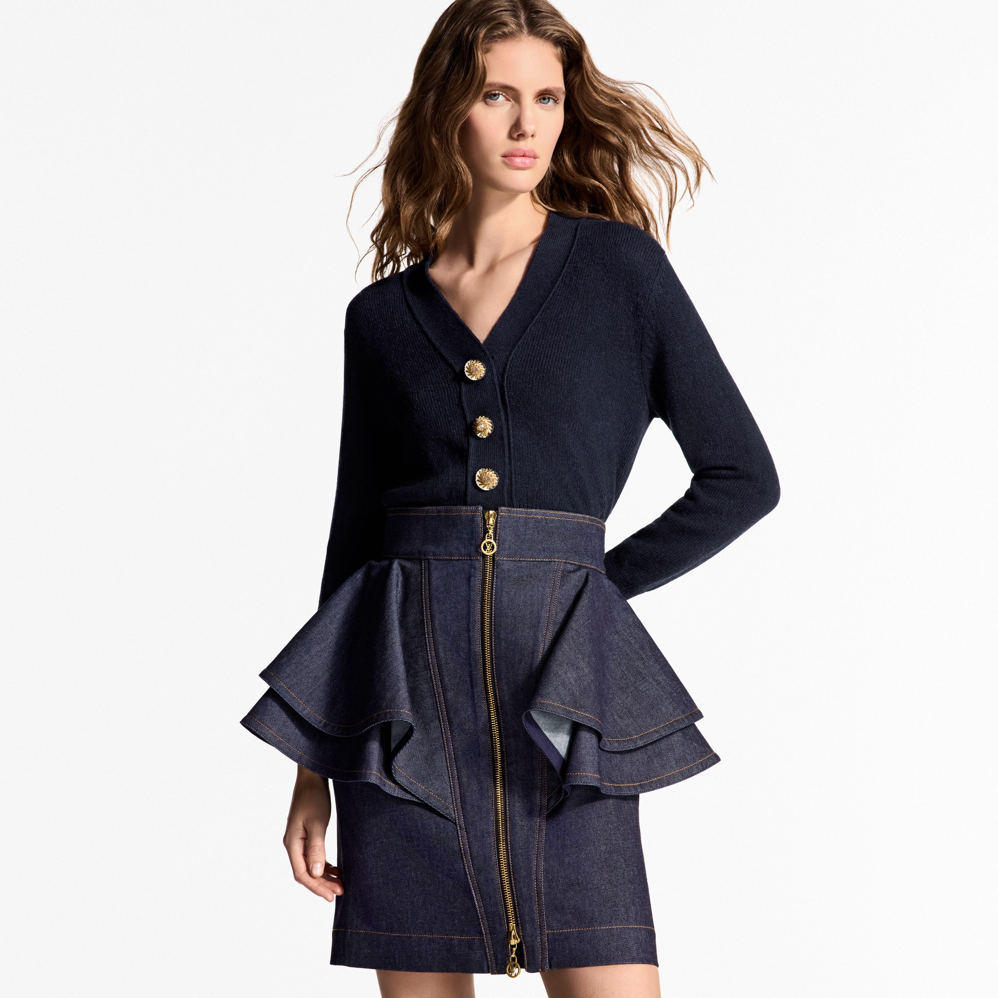 Denim Flounce Skirt - 2