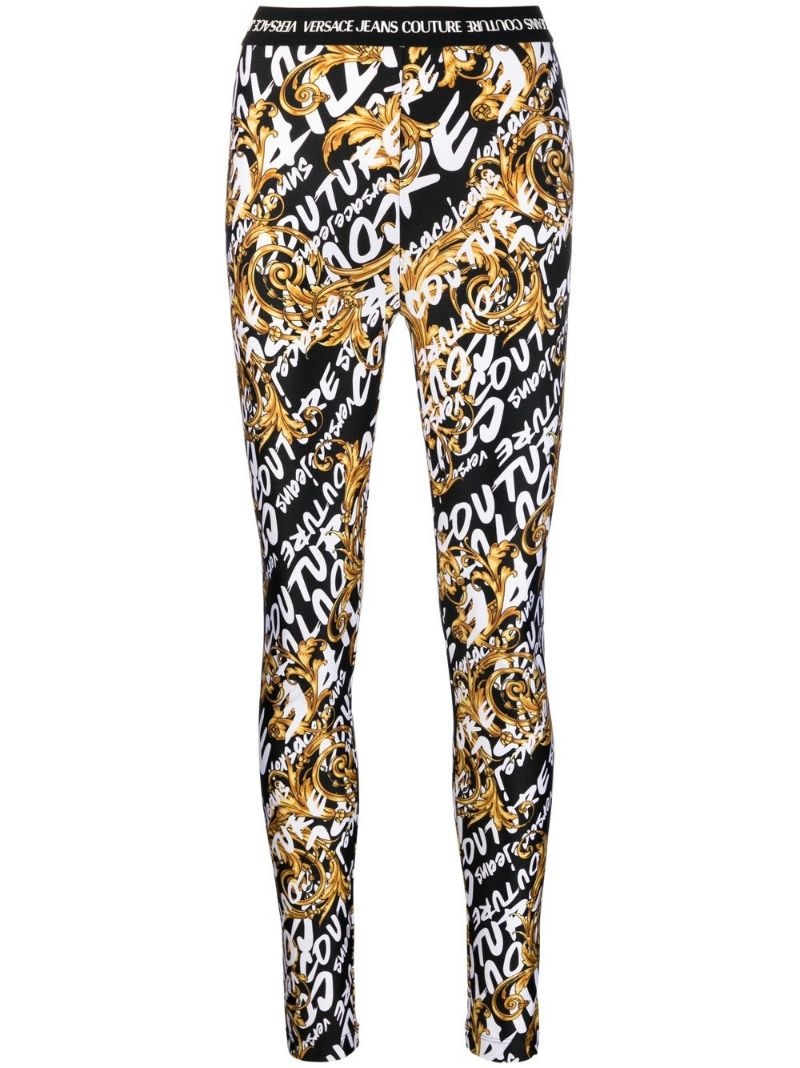 logo-print baroque-pattern leggings - 1