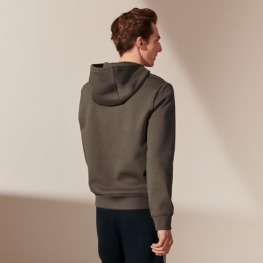 Hooded sweater with leather detail - 3