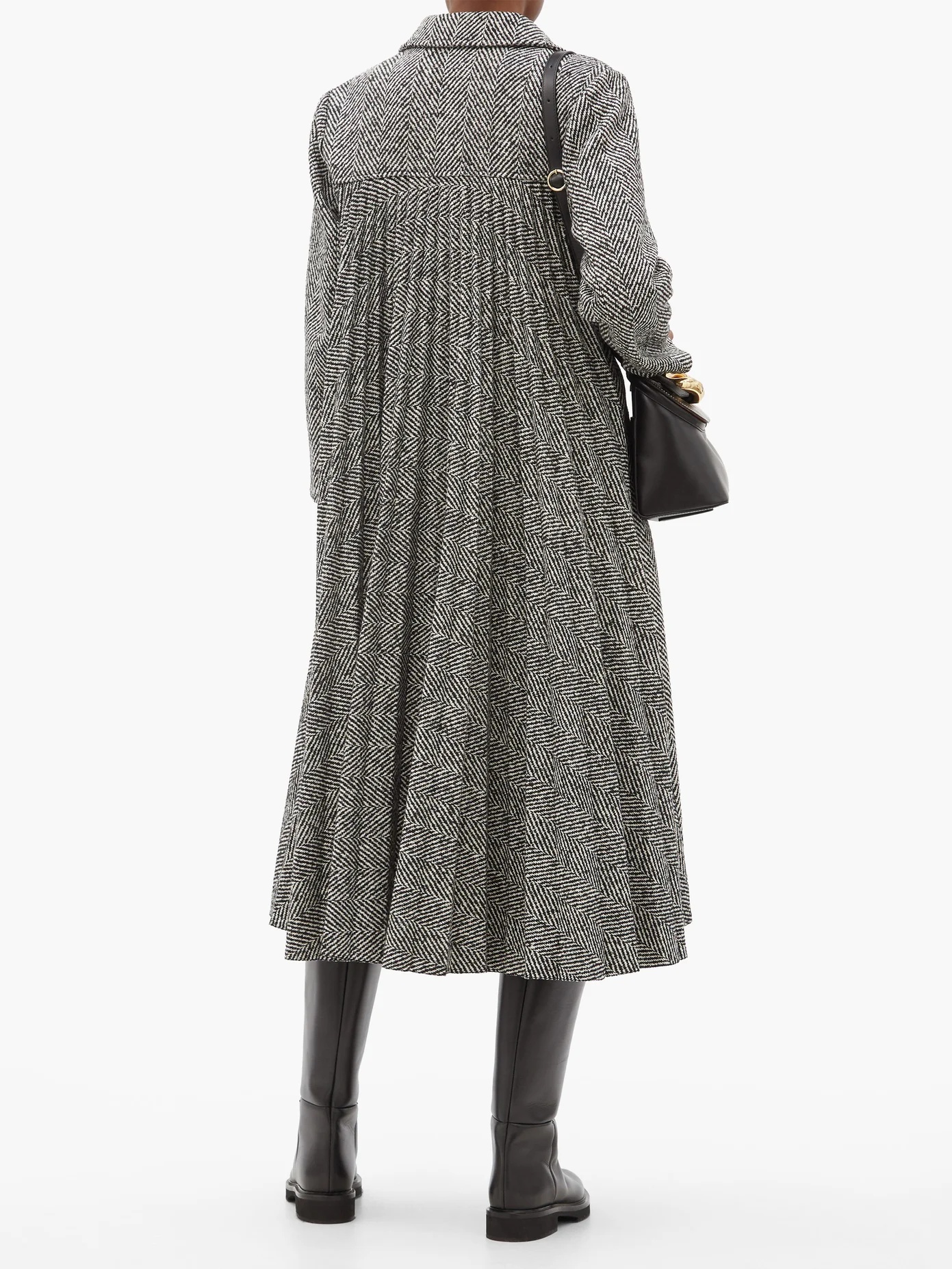 Pleated-back herringbone coat - 2