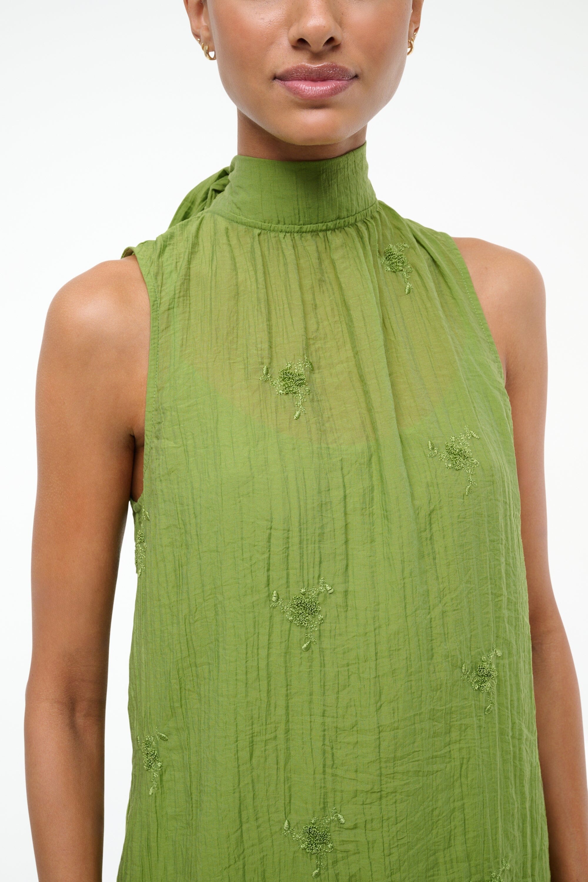 STAUD ADDY MINI DRESS GARDEN GREEN - 6