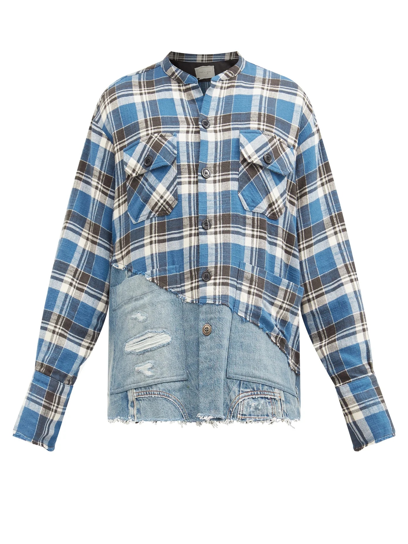 Studio plaid cotton-blend shirt - 1