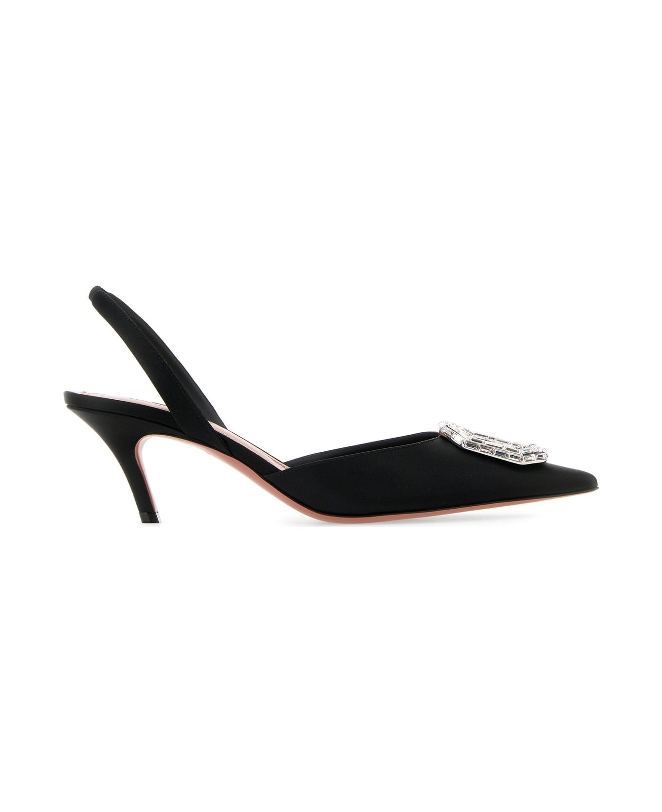 Black Satin Camelia 60 Pumps - 1