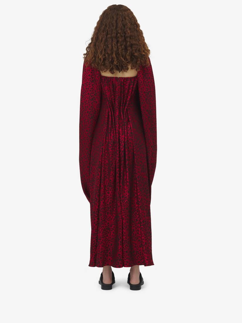 Leopard Jacquard Single-sleeve Dress - 4