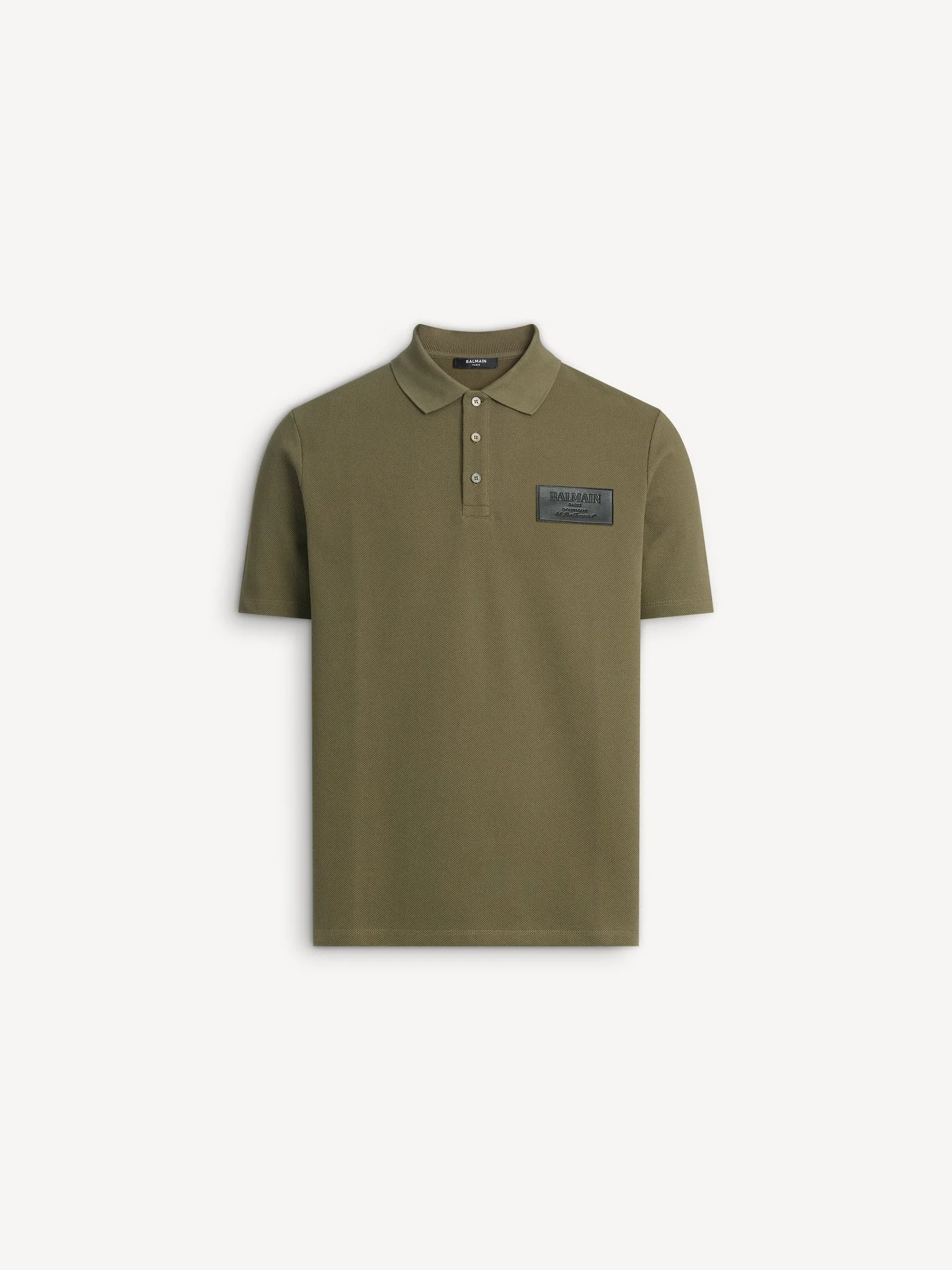 Cotton polo shirt with leather Balmain Vintage label - 1