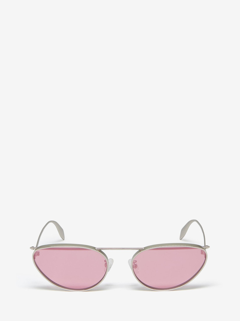 Silver/pink에 있는 여자의 정면 피어싱 고양이 눈 색안경 - 1
