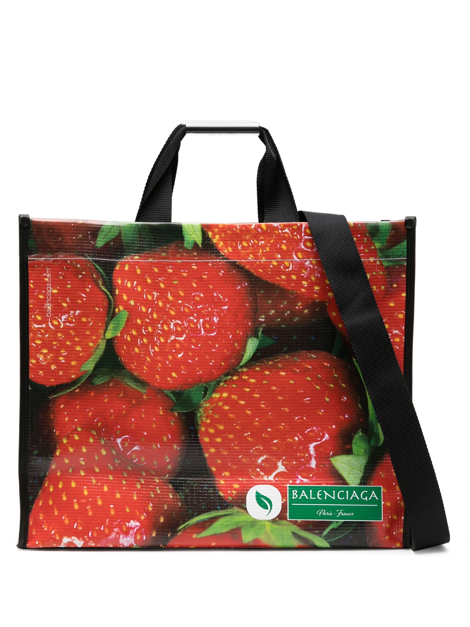 Multicolour Strawberry Print Two-Way Tote Bag - 1