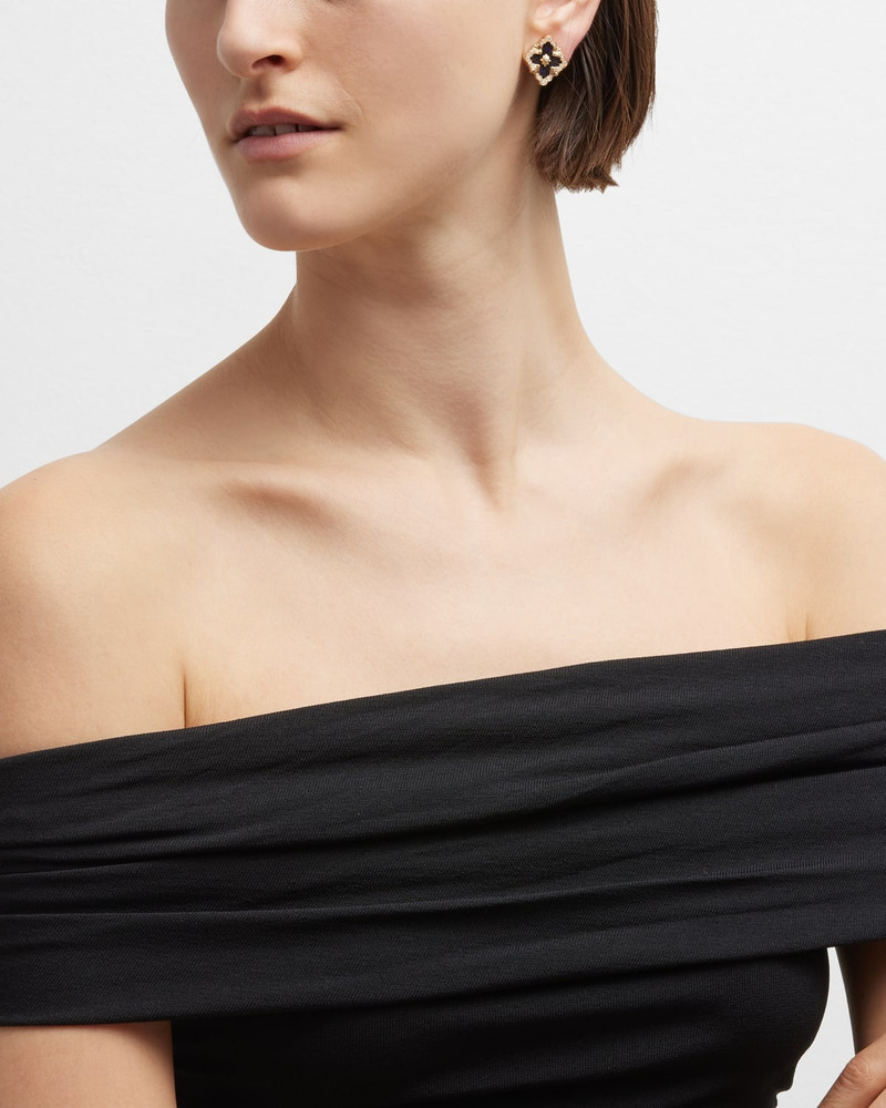 Opera Tulle 18K Gold Blue Enamel Diamond Earrings 6