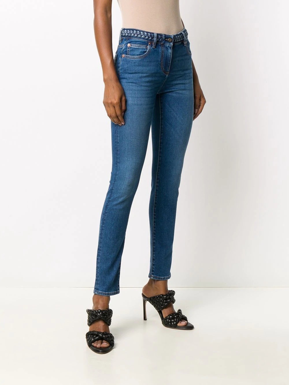 braided-waistband skinny jeans - 3