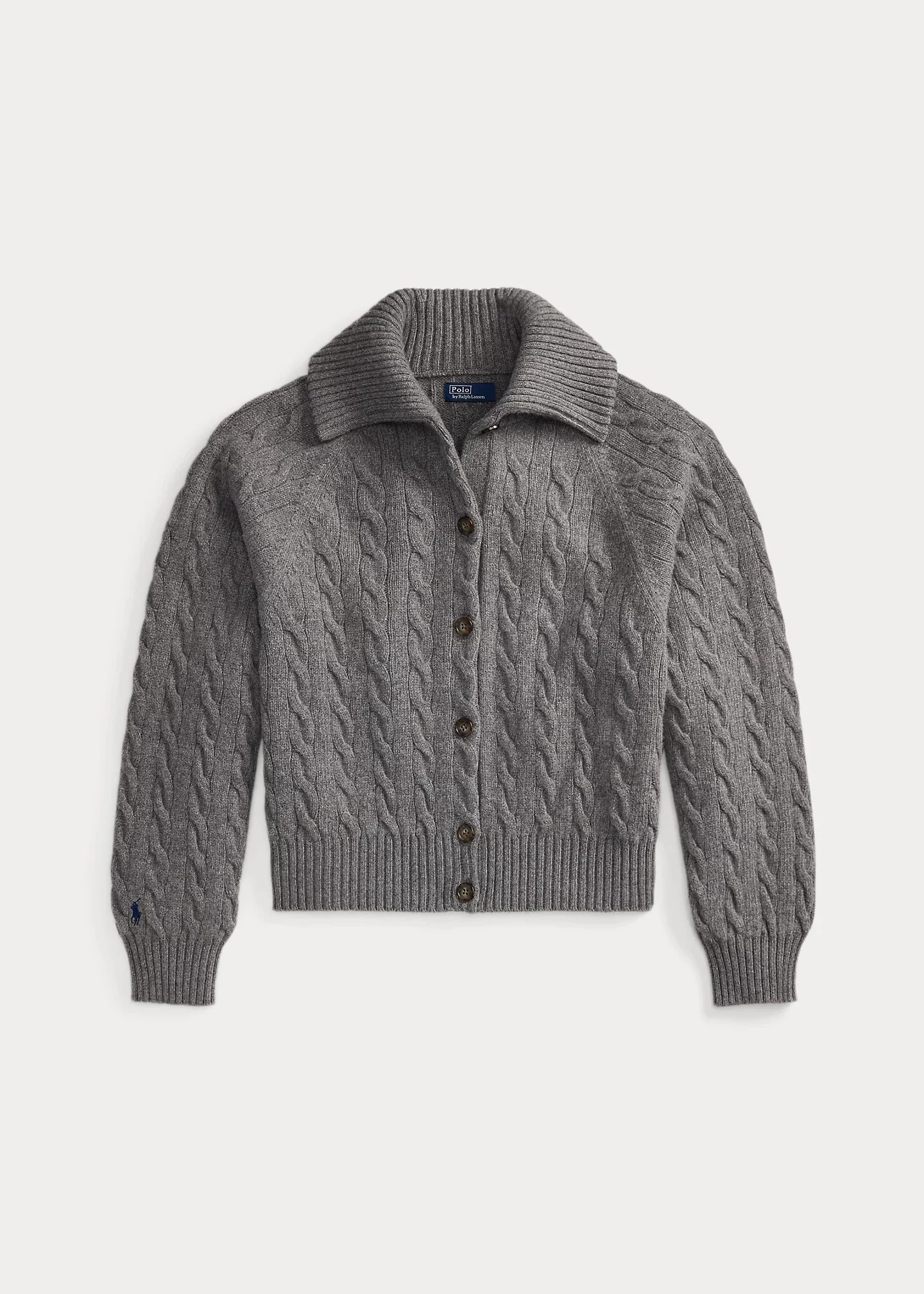 Cable Wool-Cashmere Collared Cardigan - 1