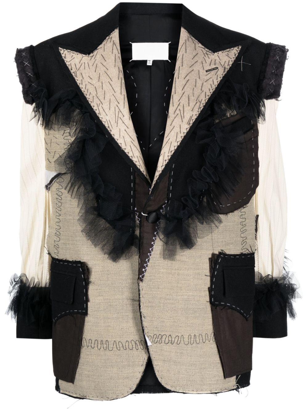 deconstructed-design single-breasted blazer - 1