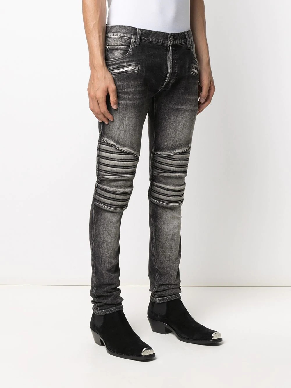 ribbed distressed skinny jeans - 3